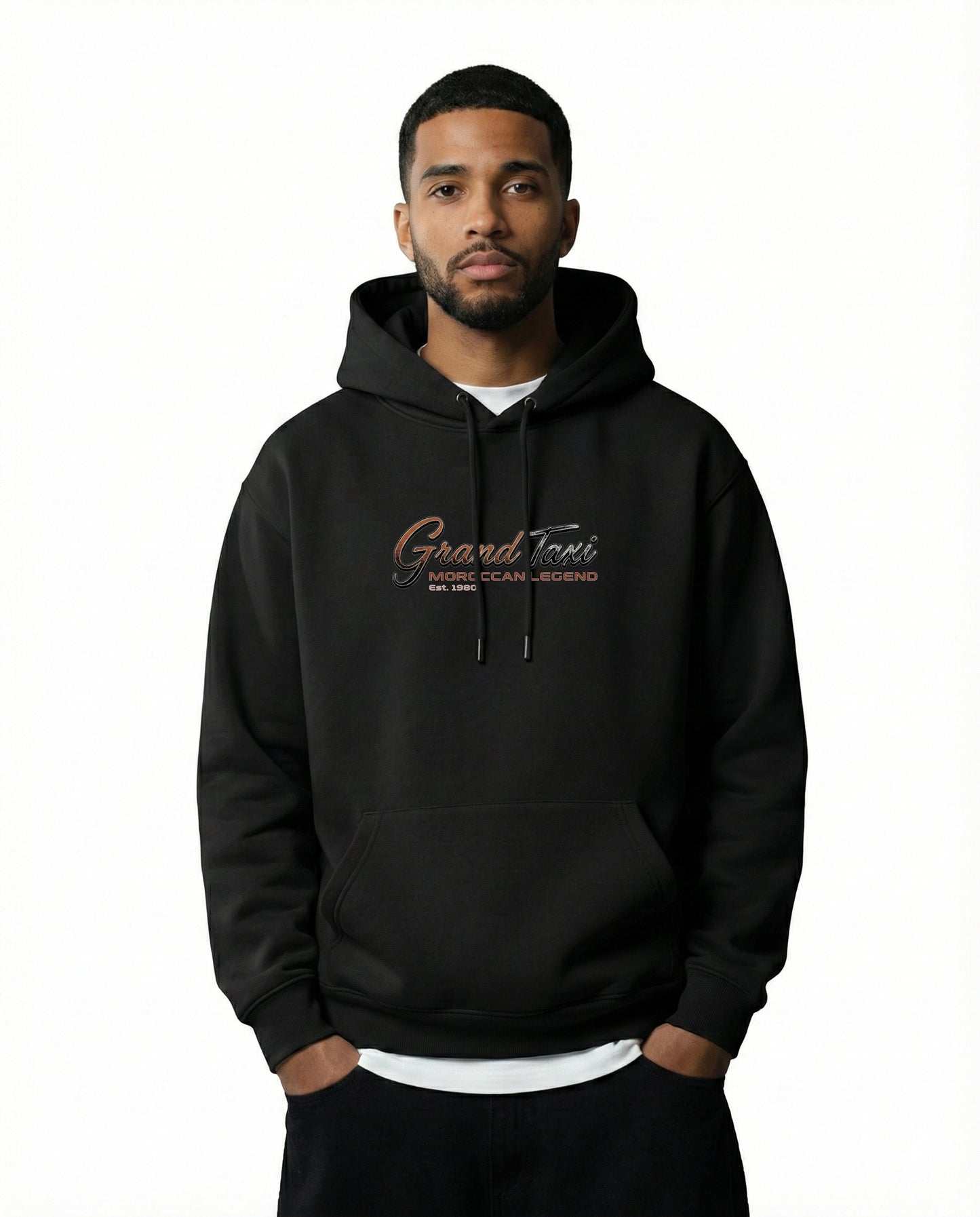 Hoodie Noir Grand Taxi Maroc - Art Mercedes 240D Vintage