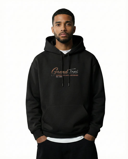 Hoodie Noir Grand Taxi Maroc - Art Mercedes 240D Vintage