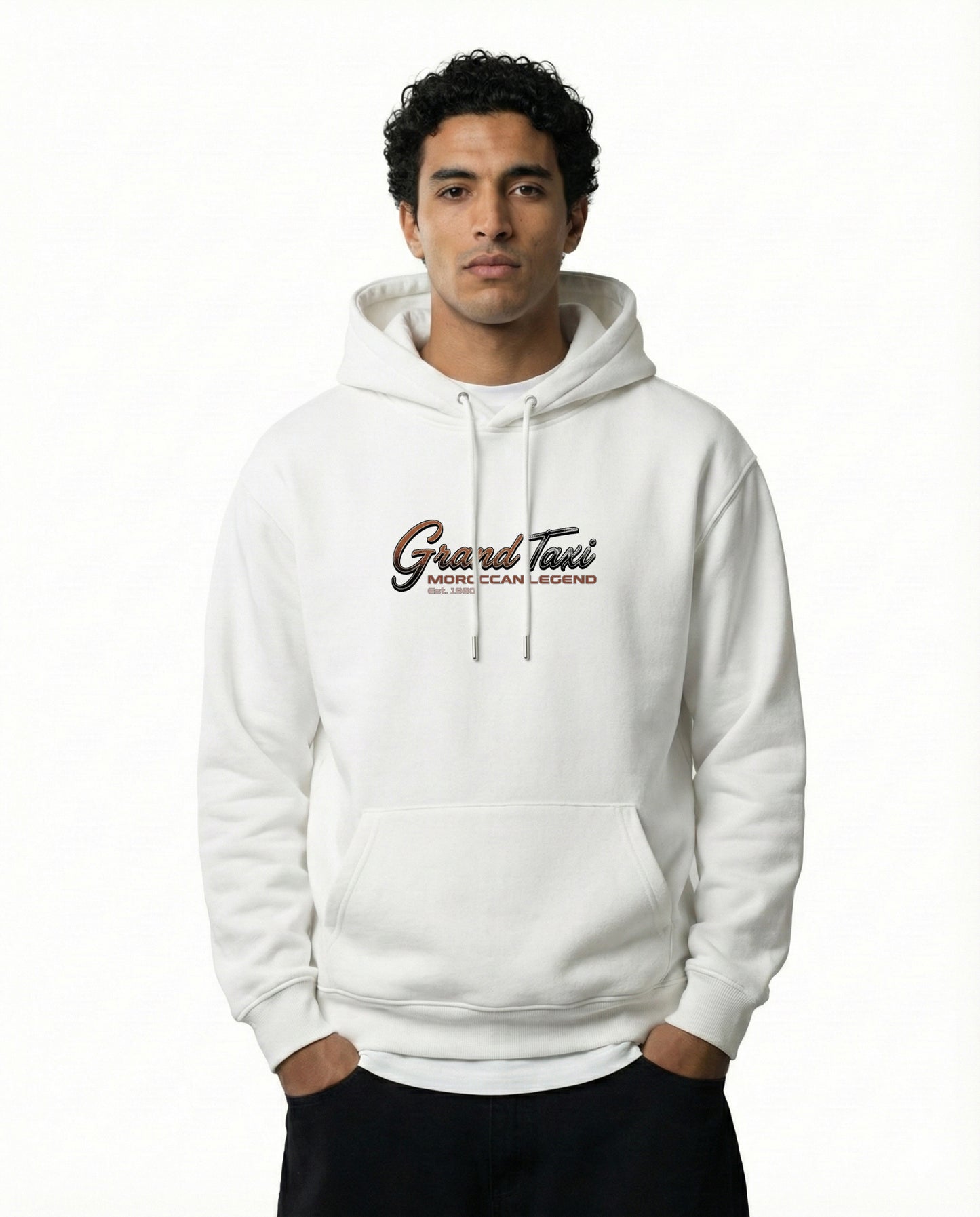 Hoodie Blanc Grand Taxi Maroc - Art Mercedes 240D Vintage