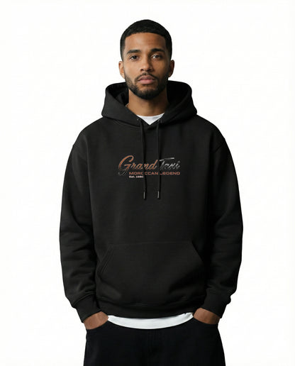 Hoodie Noir Grand Taxi Maroc - Art Mercedes 240D Vintage